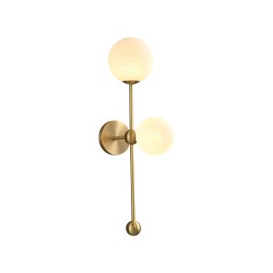 Modern Brass Wall Sconce, Frosted Glass Globe Light for Bedroom, Hallway, Hotel Decor