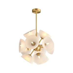 Artful Blossom Design Pendant Light in Gold and Cream Finish