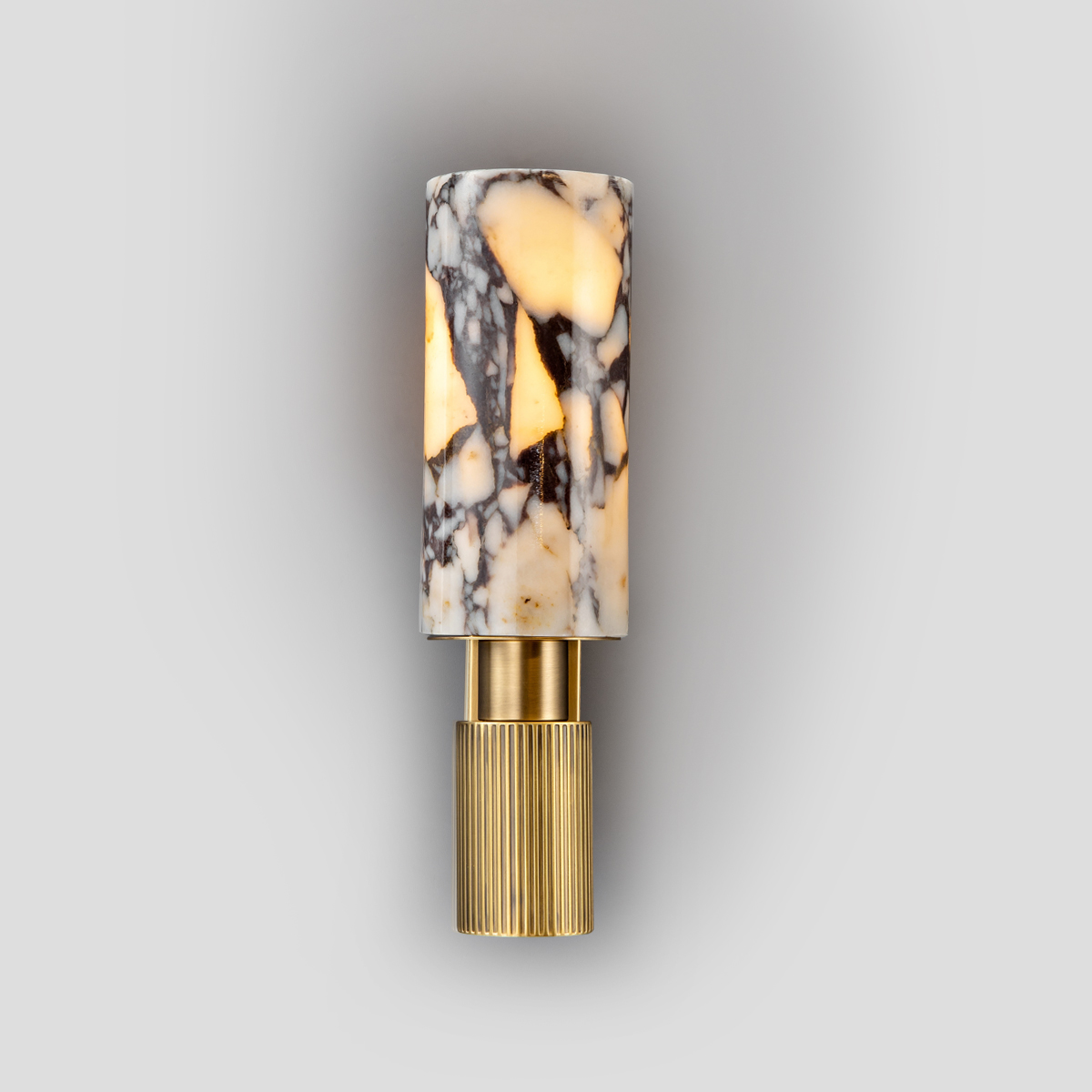 Natural Veining Cream Onyx Sconce - LED Wall Light with Brass Finish 3 Natural Veining Cream Onyx Sconce - LED Wall Light with Brass Finish - Image 3