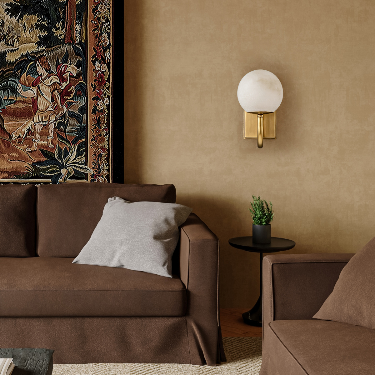 Warm Glow Alabaster Wall Light - Vintage Brass Sconce for Bedroom, Living Room 6 Warm Glow Alabaster Wall Light - Vintage Brass Sconce for Bedroom, Living Room - Image 6