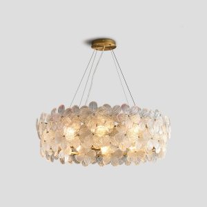 Blossom-inspired Gold Chandelier with Crystal Glass Shades