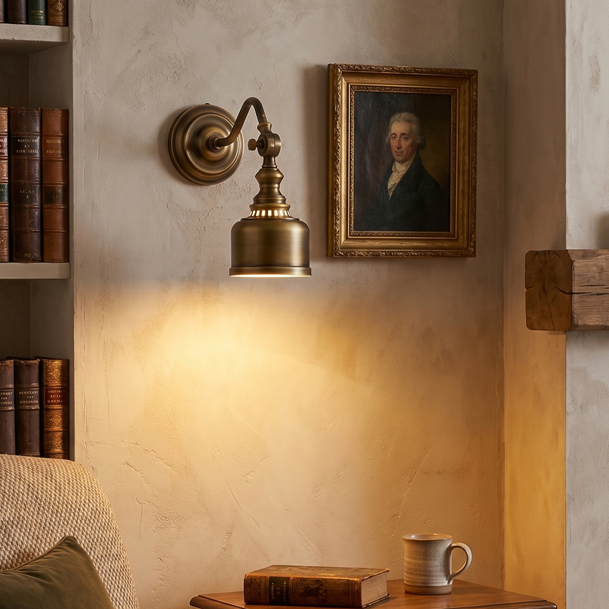 Mid-century Modern Brass Sconce 8 Elegant curved arm mid-century modern brass wall sconce in brushed finish, ideal for gallery or bedside lighting.
