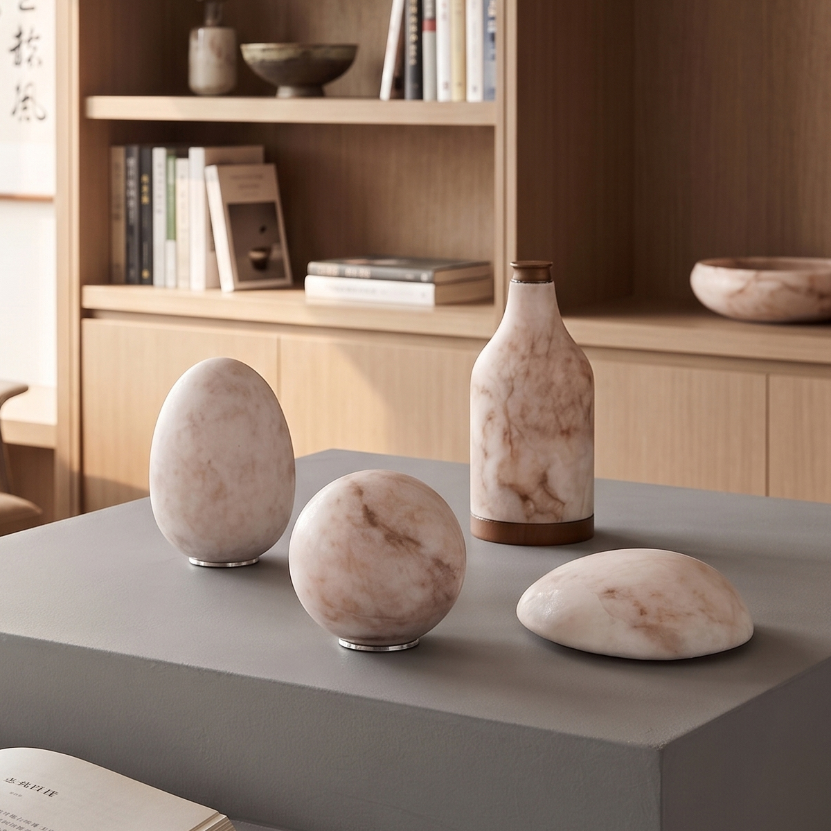 Natural Alabaster Stone Table Lamps 7 Premium packaging box and complete accessories included with the 2-light lamp.