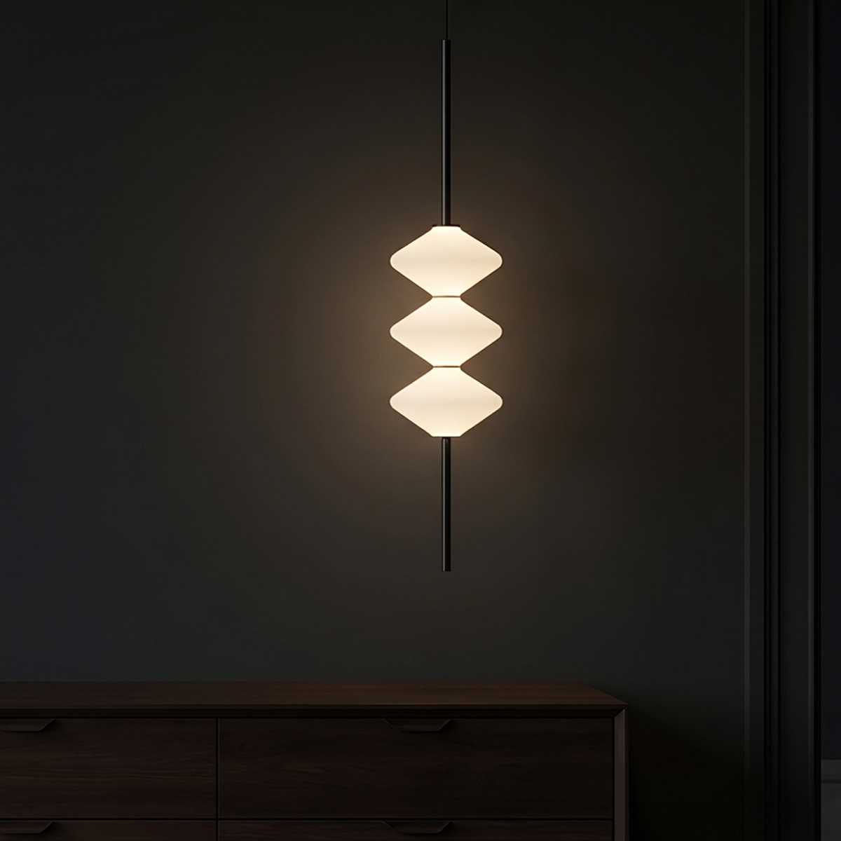 Modern Linear LED Chandelier 5 Close-up shot of premium brushed finish on dimmable LED chandelier