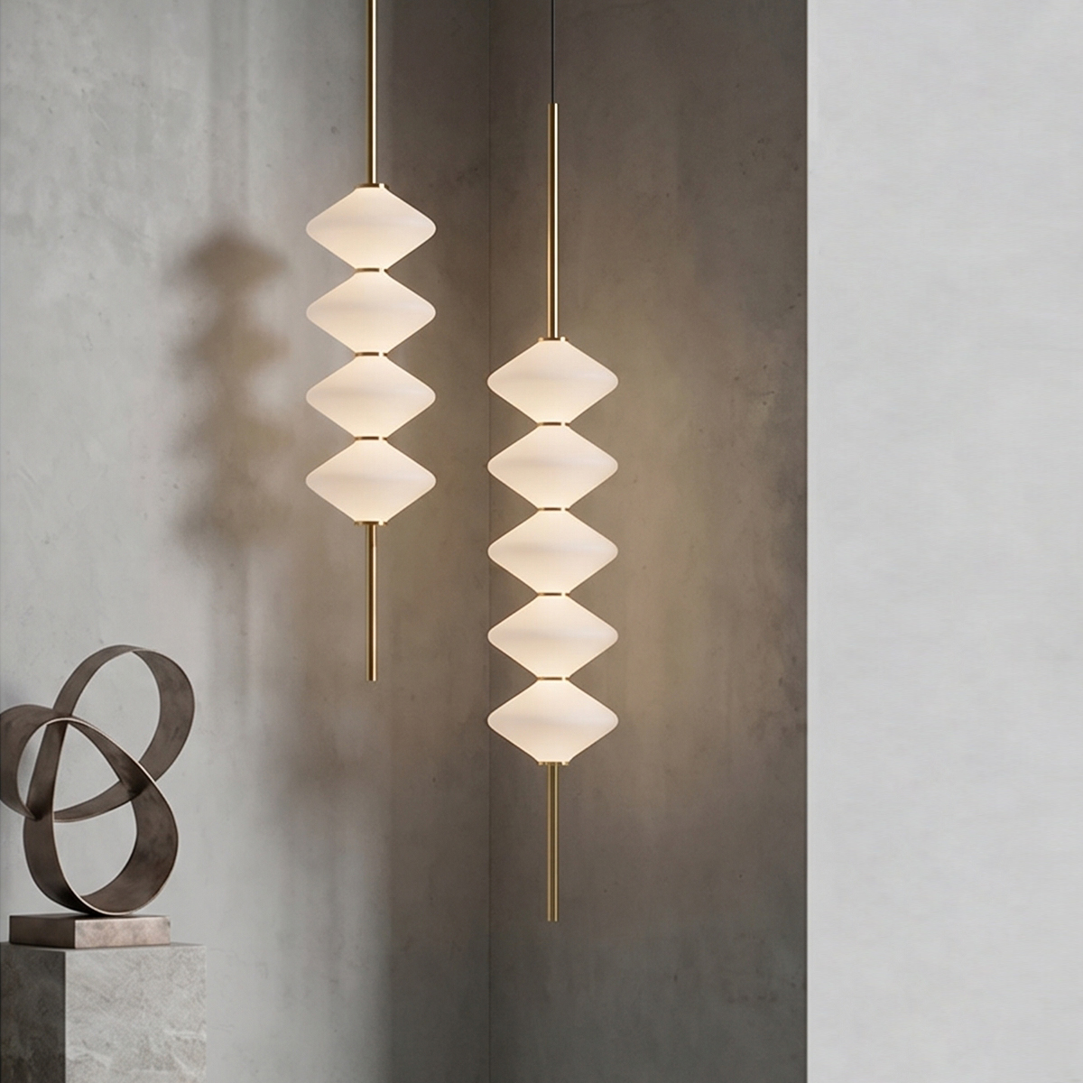 Modern Linear LED Chandelier 2 Modern linear LED chandelier hanging above a luxury dining table
